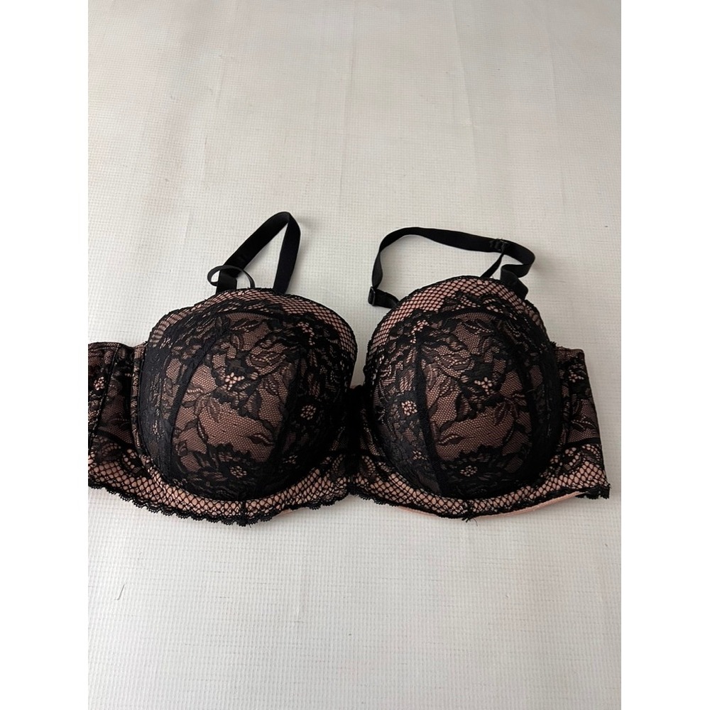 Torrid Push Up Strapless Bra 40D Black Floral Lace Padded Underwire - Picture 6 of 6